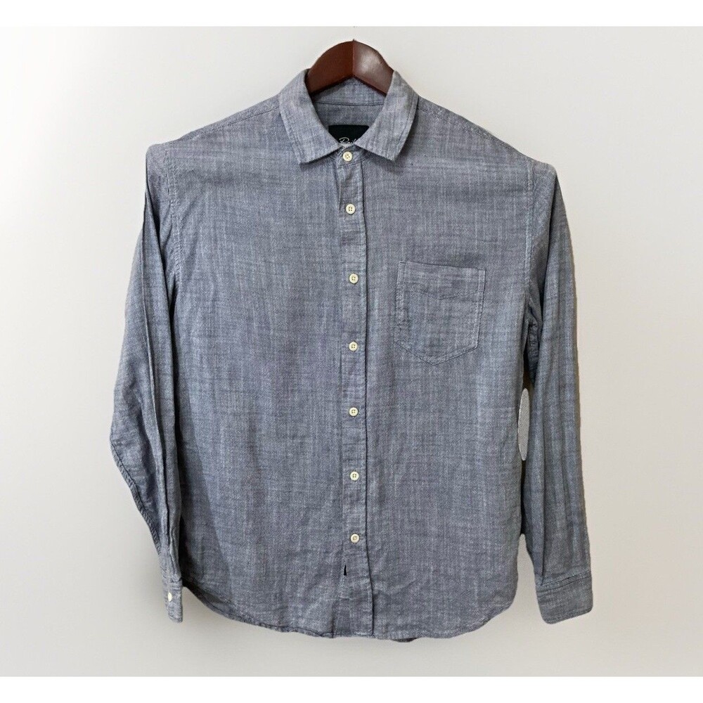 Rails Men’s M Blue Wyatt Chambray Shirt Navy Button Up Long Sleeve Casual
